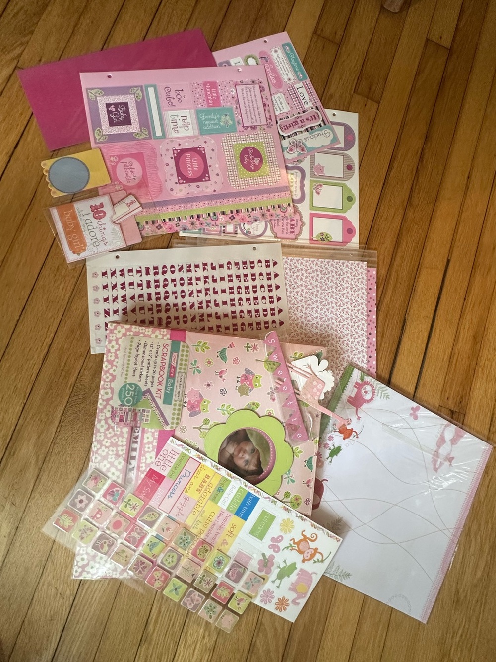 Pink Baby-Themed Scrapbook Kit - Decorative Party & Craft Supplies